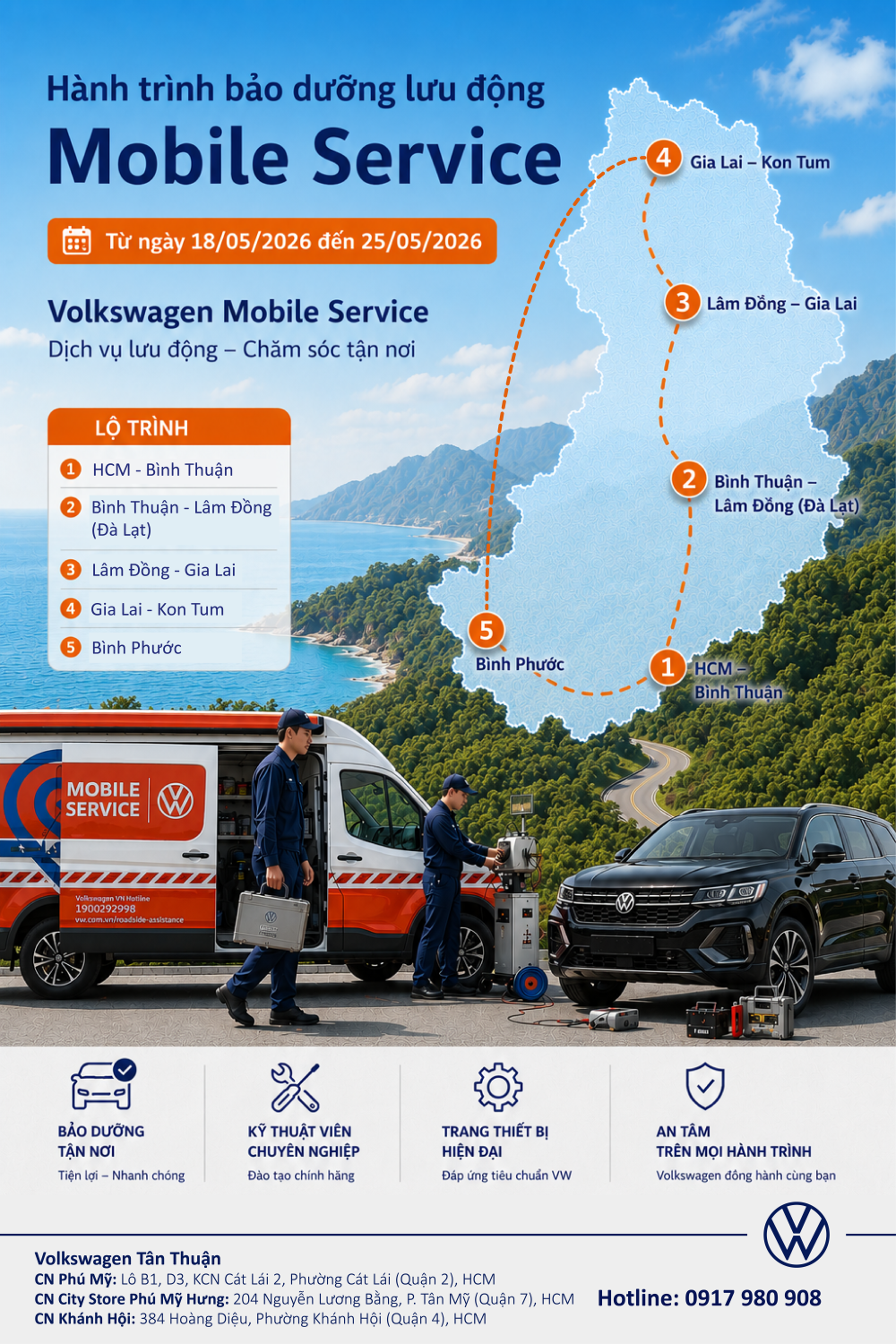 Hành trình Mobile Service tại khu vực miền Đông 2026 - Volkswagen Phú Mỹ 11 Hành trình Mobile Service